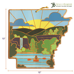 Totally Bamboo Arkansas State Shaped Serving and Cutting Board with Artwork by Summer Stokes