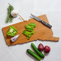 Totally Bamboo Connecticut State Shaped Serving and Cutting Board with Artwork by Summer Stokes