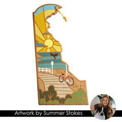 Totally Bamboo Delaware State Shaped Serving and Cutting Board with Artwork by Summer Stokes