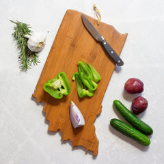 Totally Bamboo Indiana State Shaped Serving and Cutting Board with Artwork by Summer Stokes