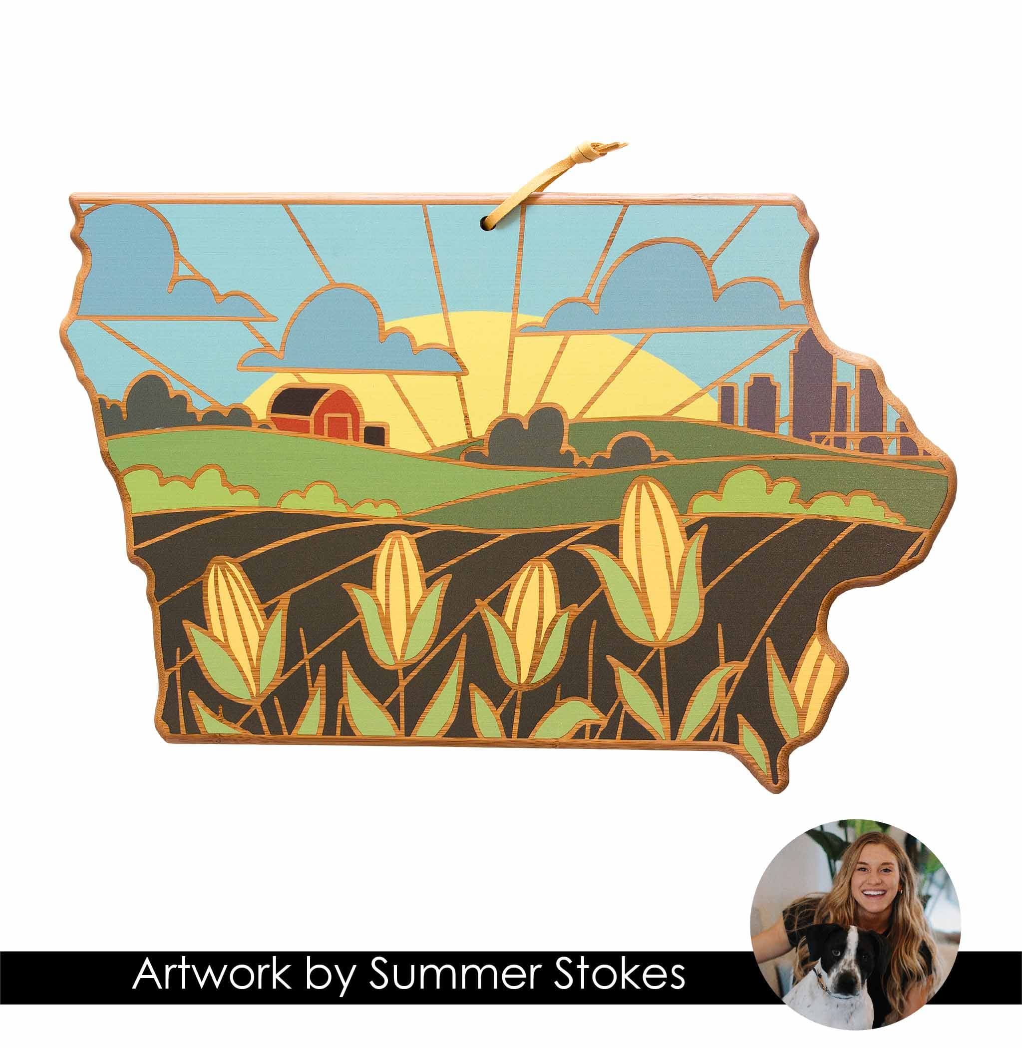 Iowa State Shaped Serving & Cutting Board with Artwork by Summer Stokes ...