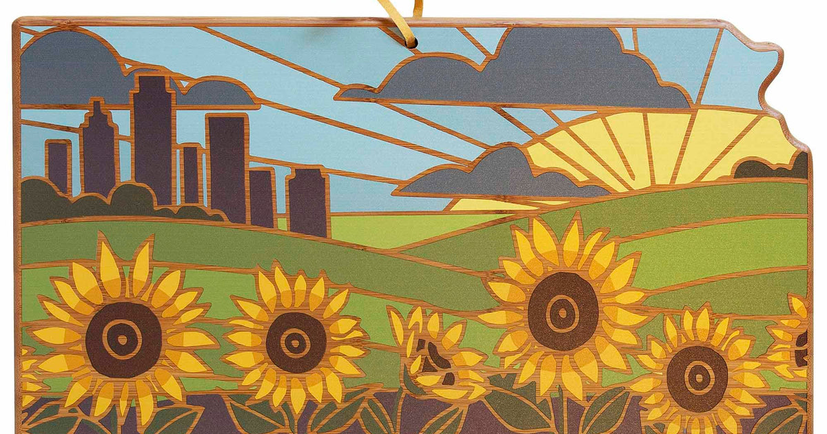 Kansas State Shaped Serving & Cutting Board with Artwork by Summer ...