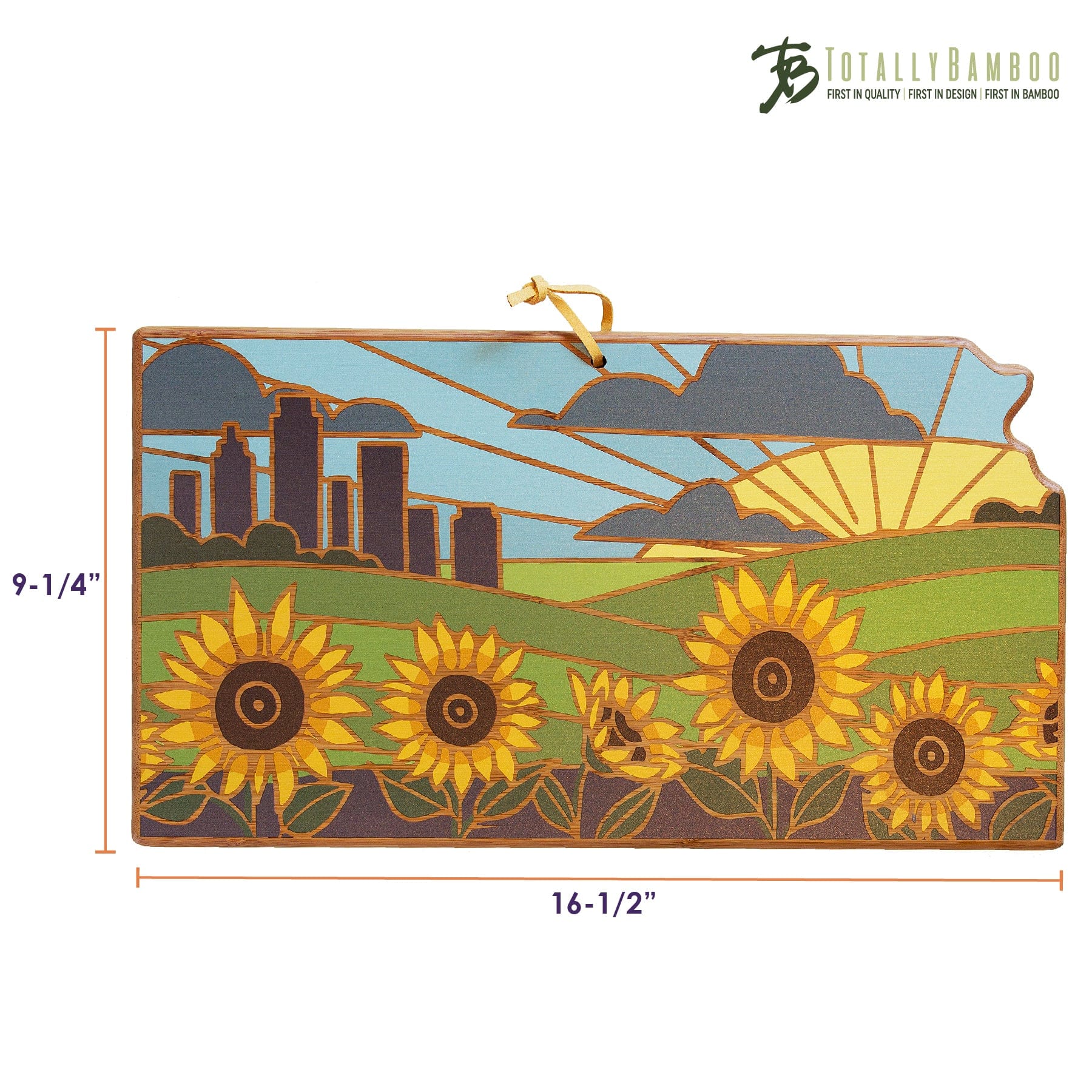 Totally Bamboo Kansas State Shaped Serving and Cutting Board with Artwork by Summer Stokes