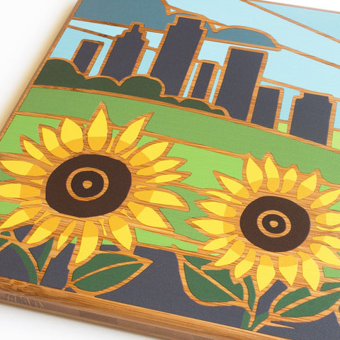 Totally Bamboo Kansas State Shaped Serving and Cutting Board with Artwork by Summer Stokes