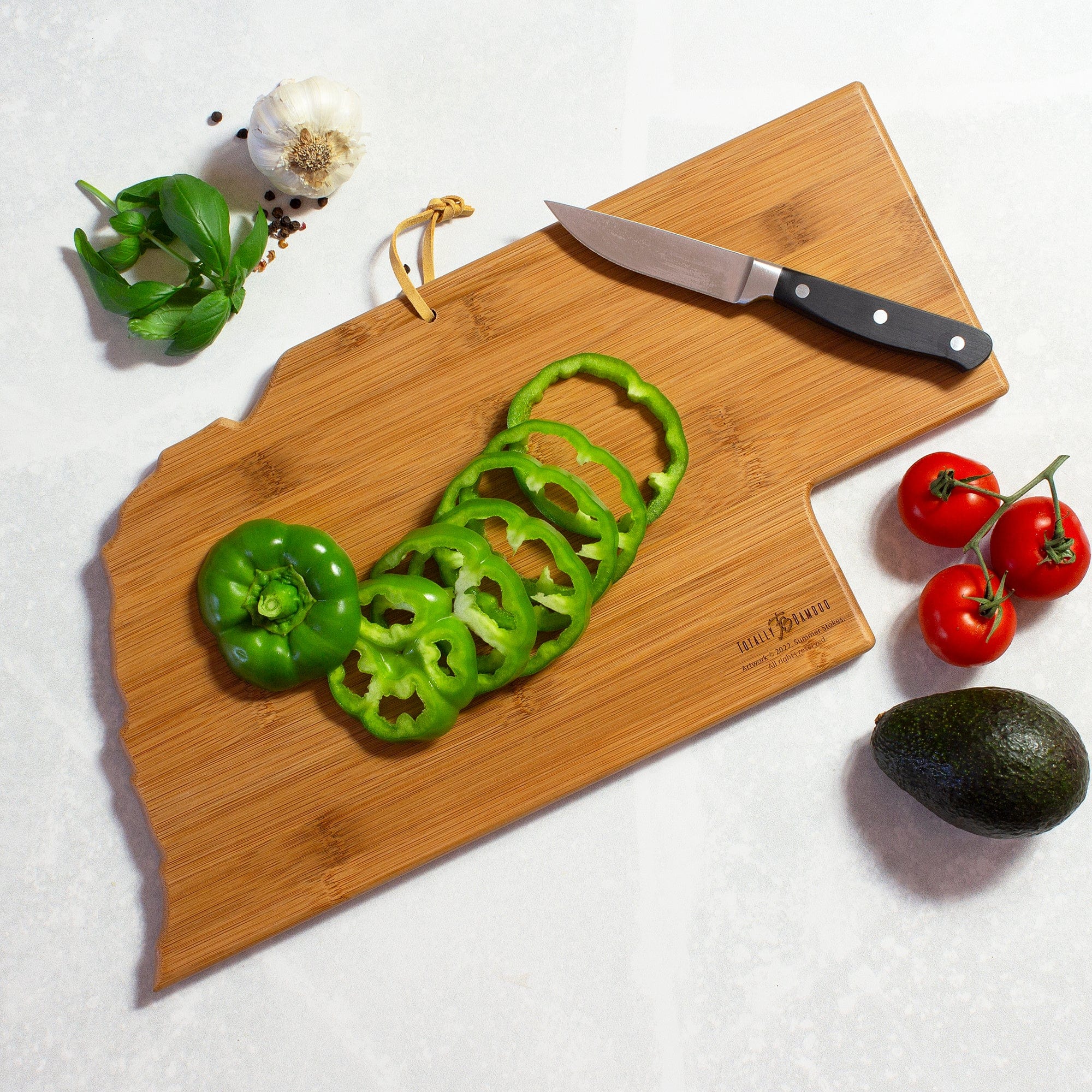 Totally Bamboo Nebraska State Shaped Serving and Cutting Board with Artwork by Summer Stokes