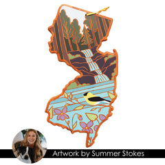 Totally Bamboo New Jersey State Shaped Serving and Cutting Board with Artwork by Summer Stokes