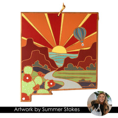 Totally Bamboo New Mexico State Shaped Serving and Cutting Board with Artwork by Summer Stokes