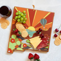 Totally Bamboo New Mexico State Shaped Serving and Cutting Board with Artwork by Summer Stokes