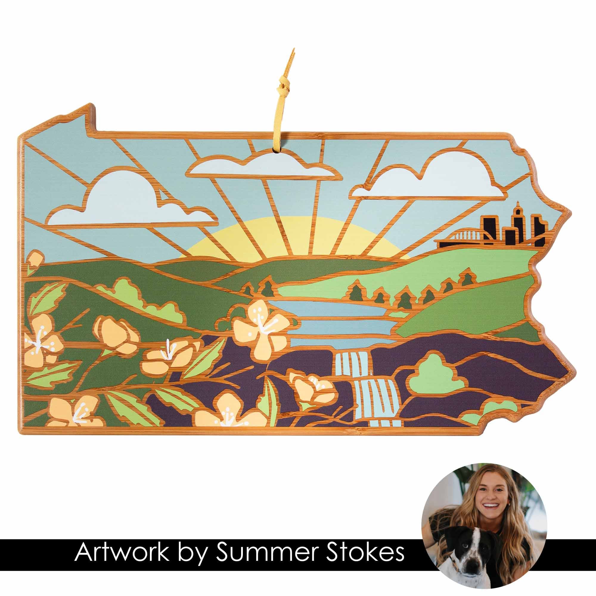 Pennsylvania State Shaped Serving & Cutting Board with Artwork by ...