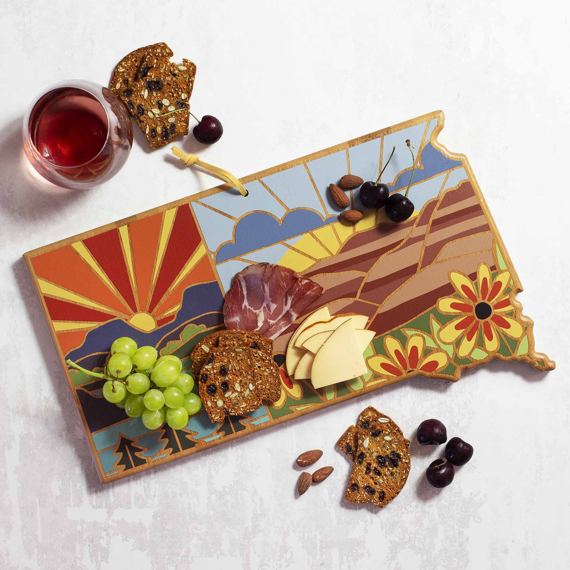 South Dakota State Shaped Serving & Cutting Board with Artwork by ...