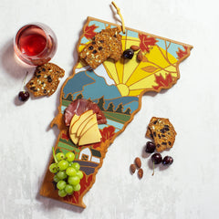 Totally Bamboo Vermont State Shaped Serving and Cutting Board with Artwork by Summer Stokes