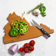Totally Bamboo Virginia State Shaped Serving and Cutting Board with Artwork by Summer Stokes