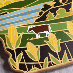 Totally Bamboo Wisconsin State Shaped Serving and Cutting Board with Artwork by Summer Stokes