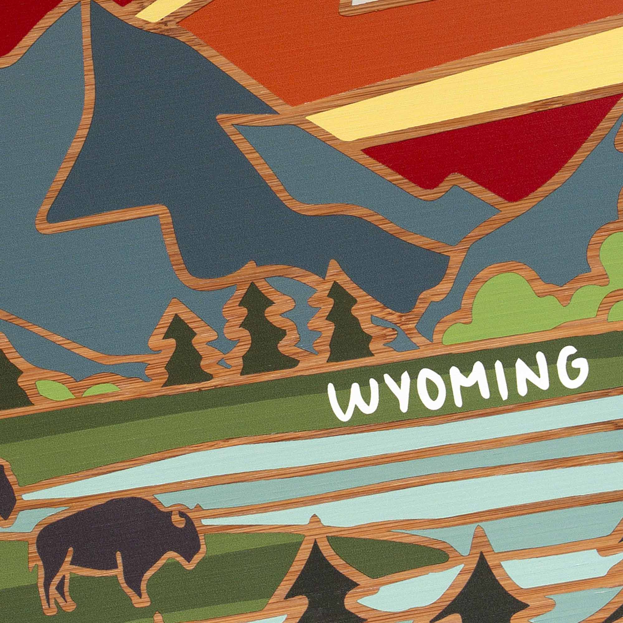 Wyoming State Shaped Serving & Cutting Board with Artwork by Summer ...