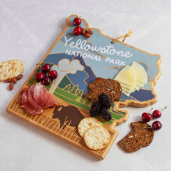 Totally Bamboo Yellowstone National Park Shaped Cutting and Serving Board with Artwork by Summer Stokes