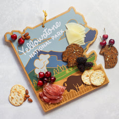 Totally Bamboo Yellowstone National Park Shaped Cutting and Serving Board with Artwork by Summer Stokes