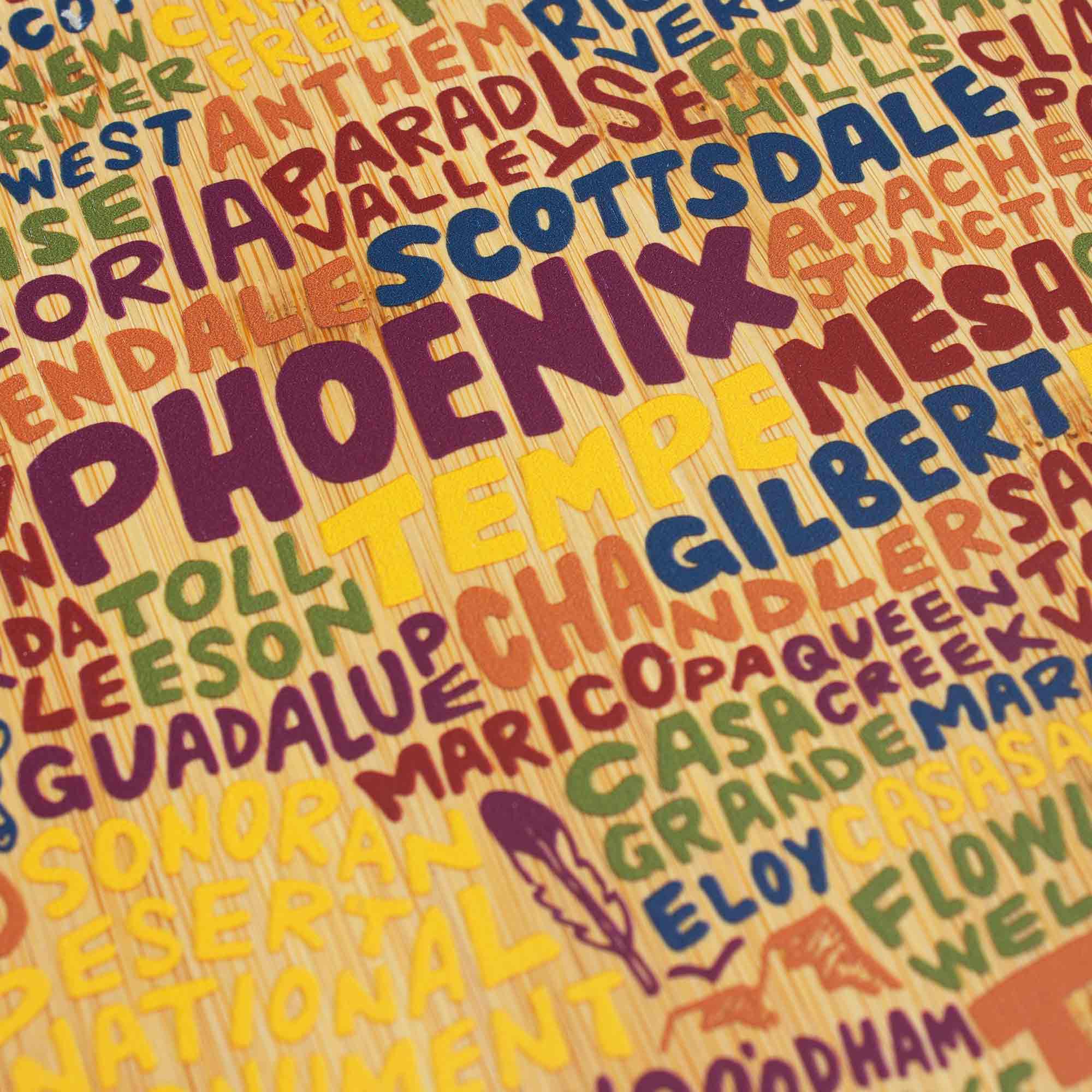 Arizona Cutting Board with Artwork by Wander on Words™ Totally Bamboo