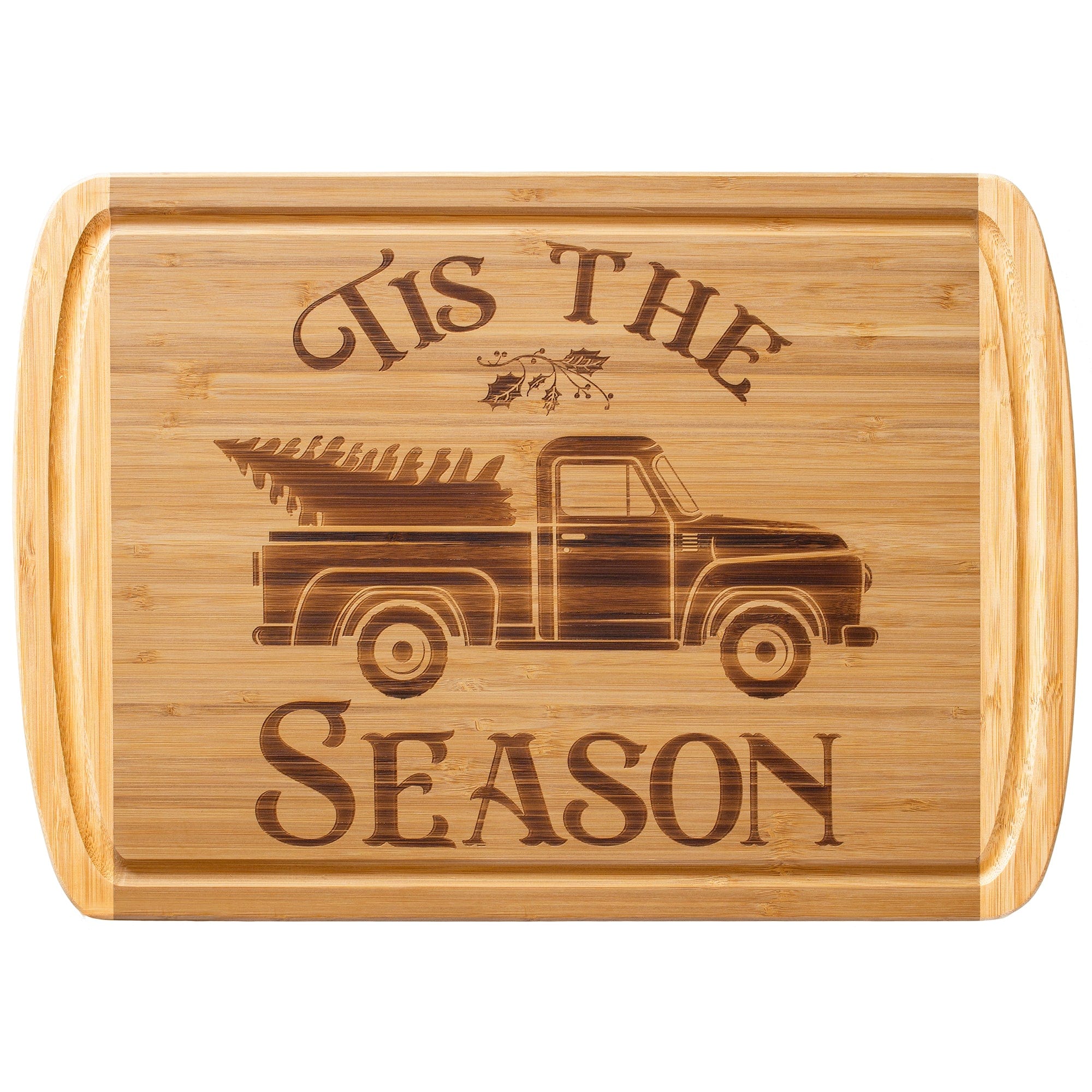 Totally Bamboo "Tis the Season" Christmas Kona Groove Carving Board with Engraved Holiday Artwork, 18" x 12-1/2"