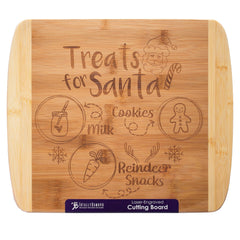 Totally Bamboo “Treats for Santa” Two-Tone Christmas Cutting Board with Engraved Holiday Artwork, 13-1/2" x 11-1/2"