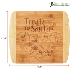 Totally Bamboo “Treats for Santa” Two-Tone Christmas Cutting Board with Engraved Holiday Artwork, 13-1/2" x 11-1/2"