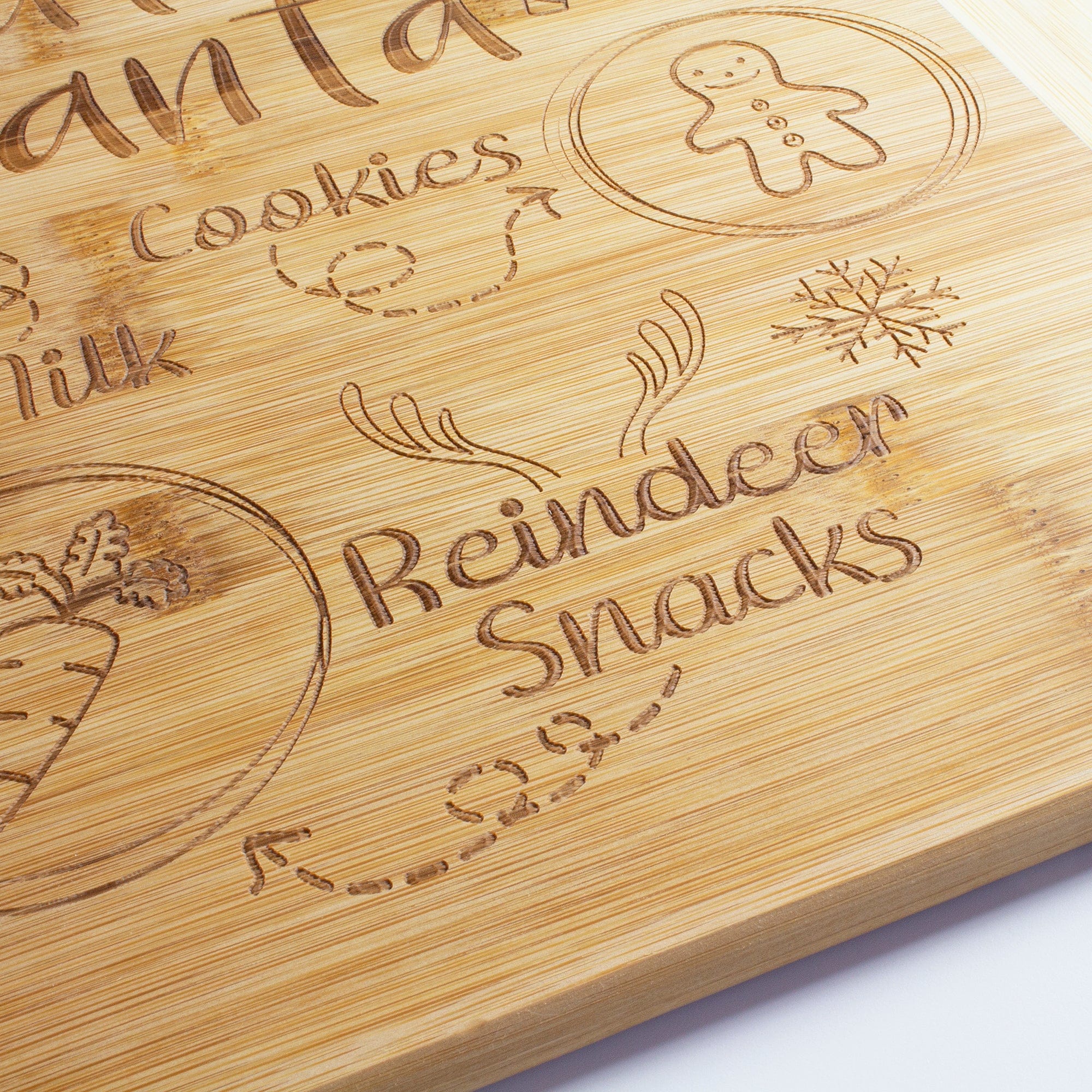 Totally Bamboo “Treats for Santa” Two-Tone Christmas Cutting Board with Engraved Holiday Artwork, 13-1/2" x 11-1/2"