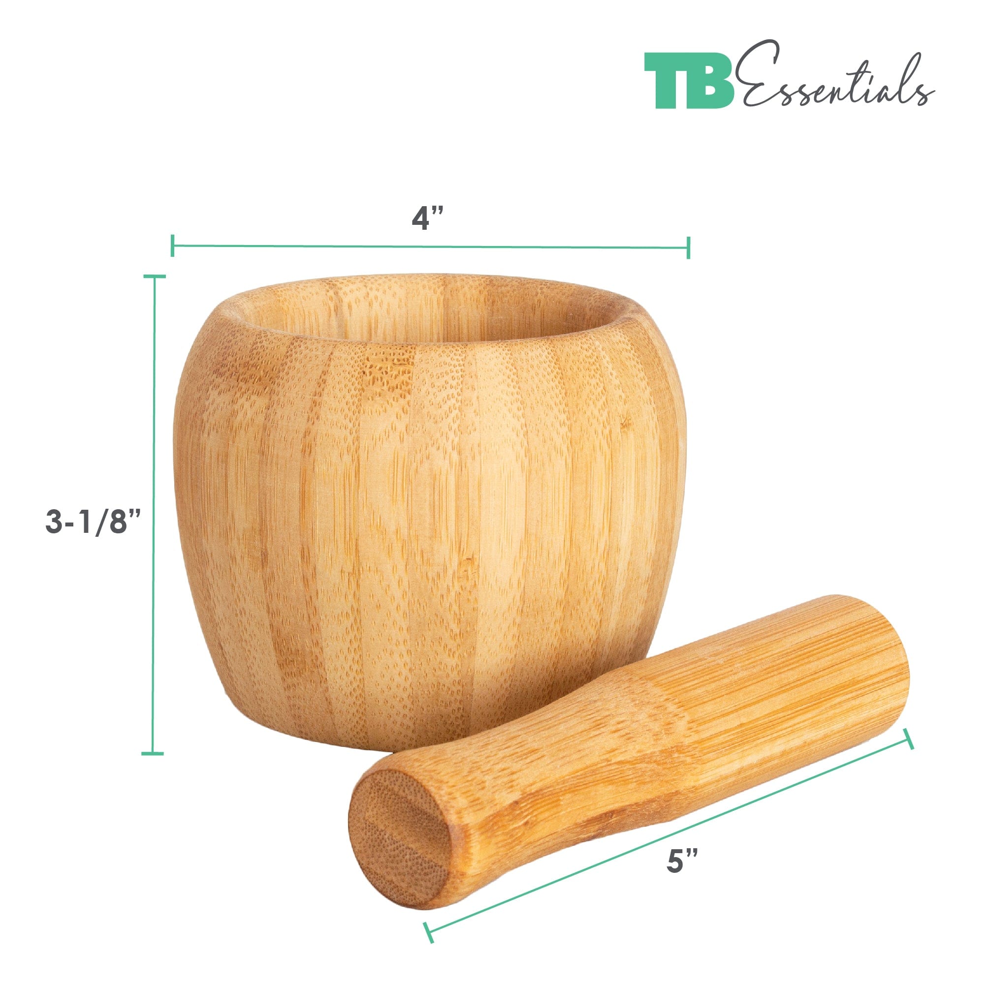 TB Essentials Bamboo Mortar and Pestle Set