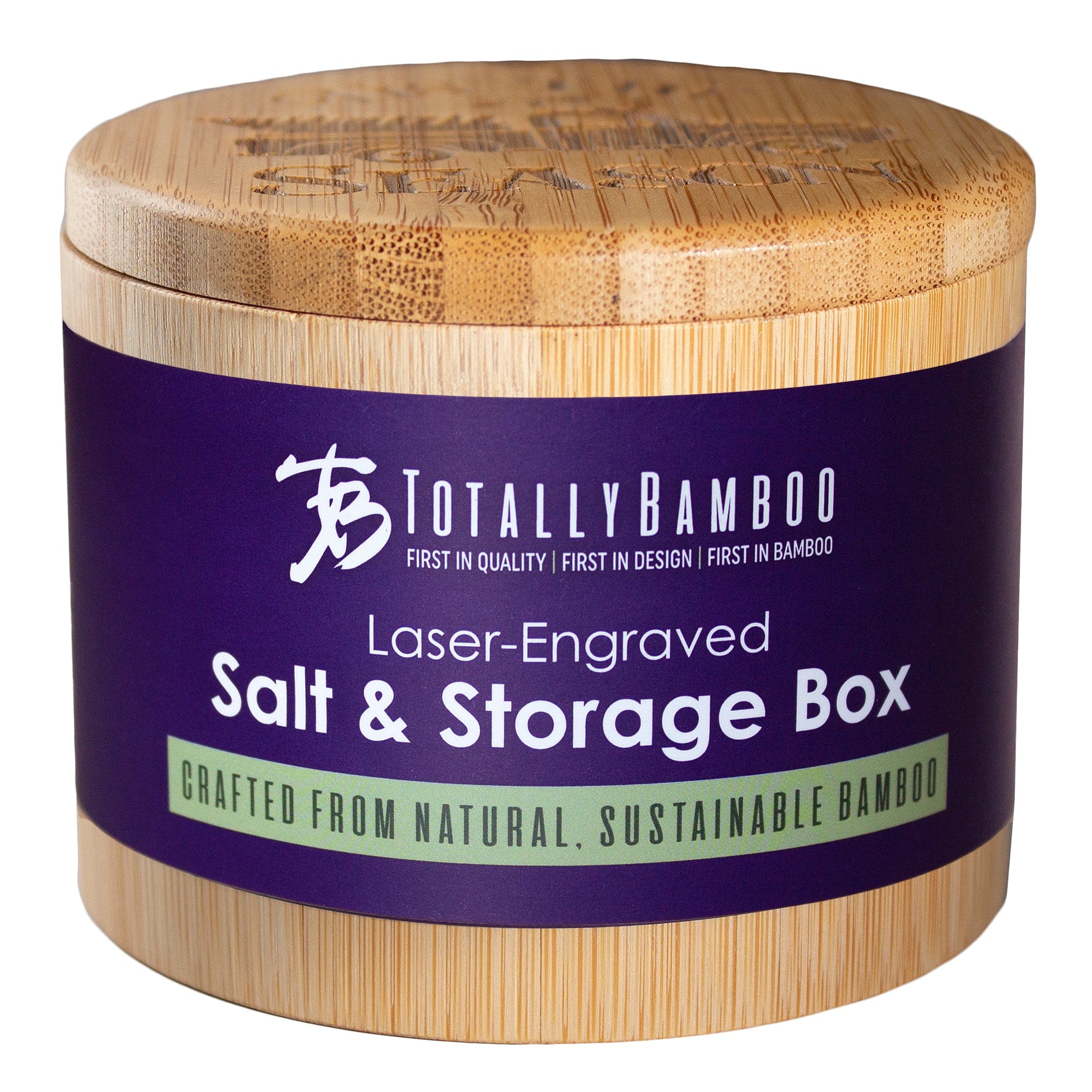 Totally Bamboo "Tis the Season" Christmas Salt Box: Magnetic Swivel Lid, Engraved Holiday Artwork, 6-Oz. Capacity