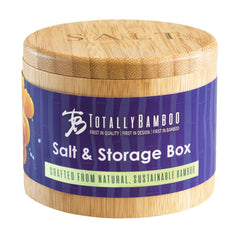 Totally Bamboo Salt Box with Magnetic Swivel Lid, "Salt" Engraving on Lid