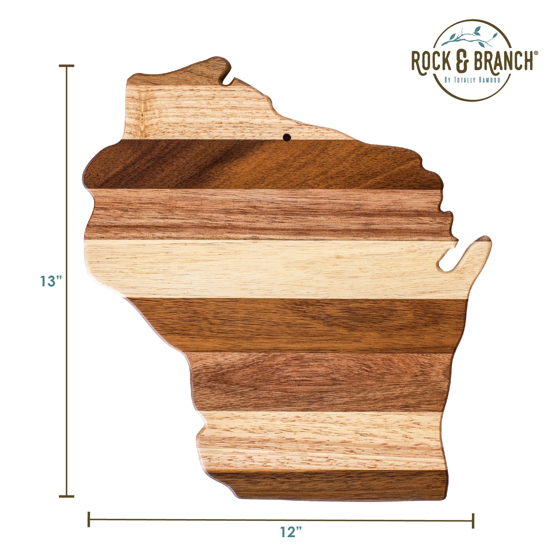 Totally Bamboo Rock & Branch® Shiplap Series Wisconsin State Shaped Wood Serving and Cutting Board