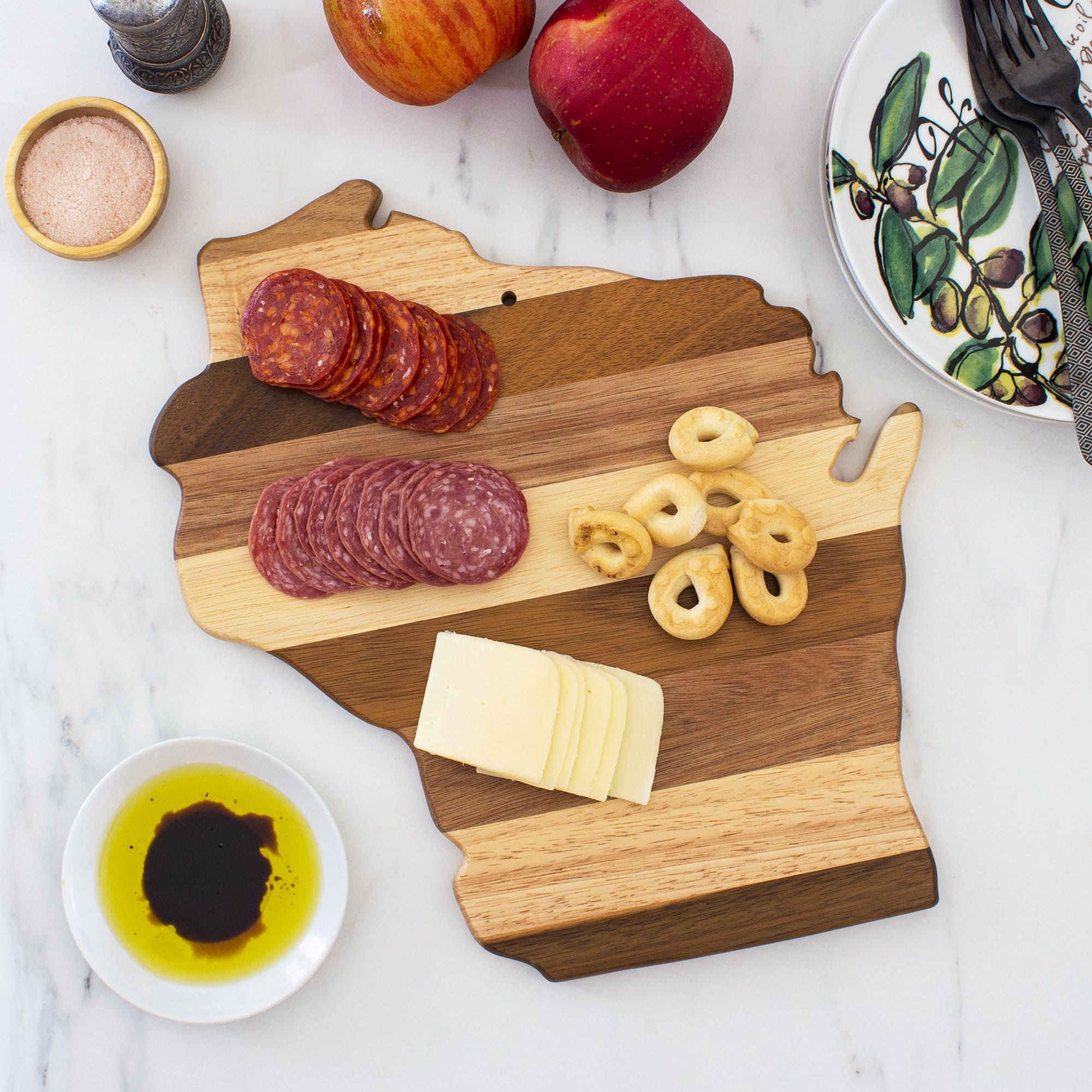 Totally Bamboo Rock & Branch® Shiplap Series Wisconsin State Shaped Wood Serving and Cutting Board