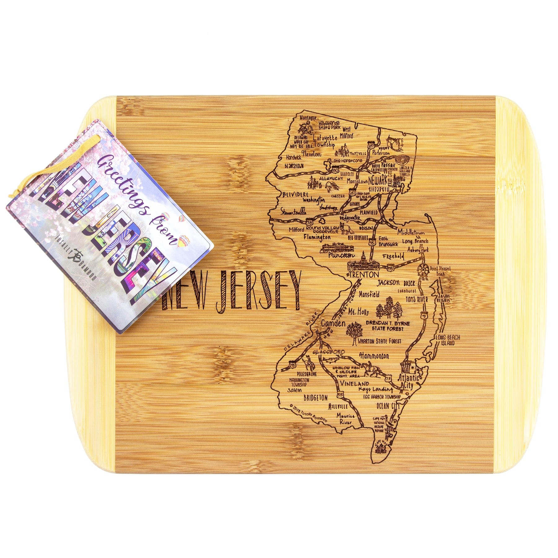 Totally Bamboo A Slice of Life New Jersey Serving and Cutting Board, 11" x 8-3/4"