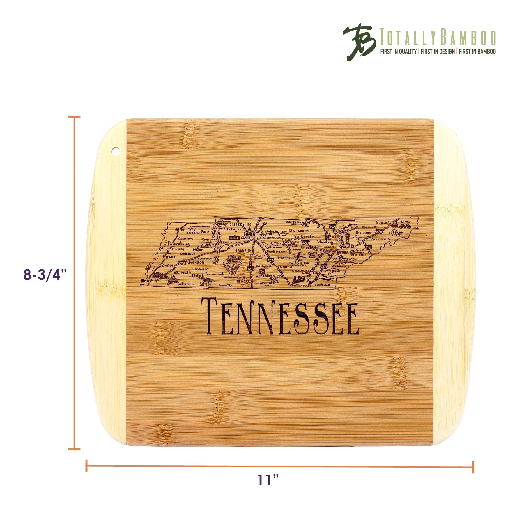 Totally Bamboo A Slice of Life Tennessee Serving and Cutting Board, 11" x 8-3/4"