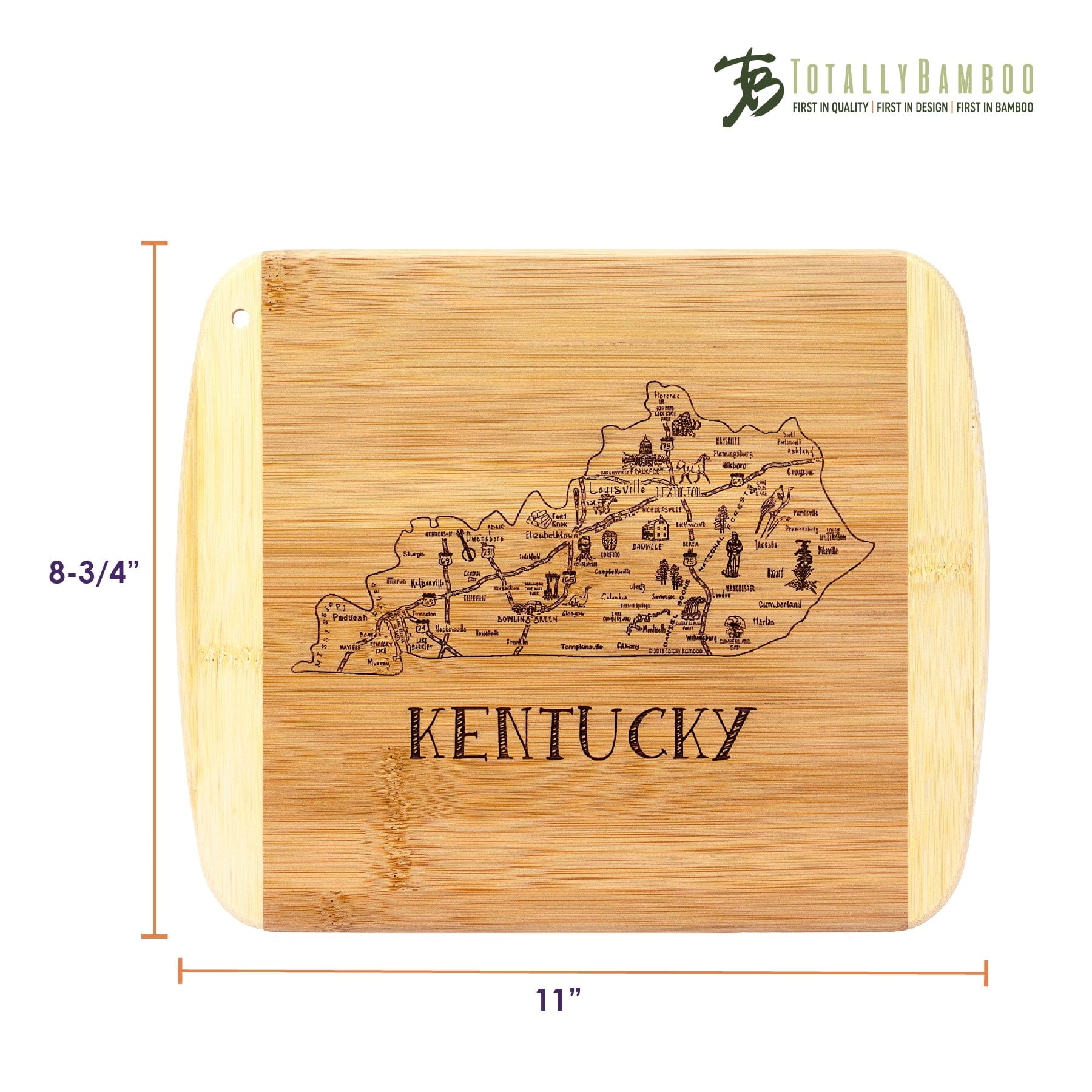 Totally Bamboo A Slice of Life Kentucky Serving and Cutting Board, 11" x 8-3/4"