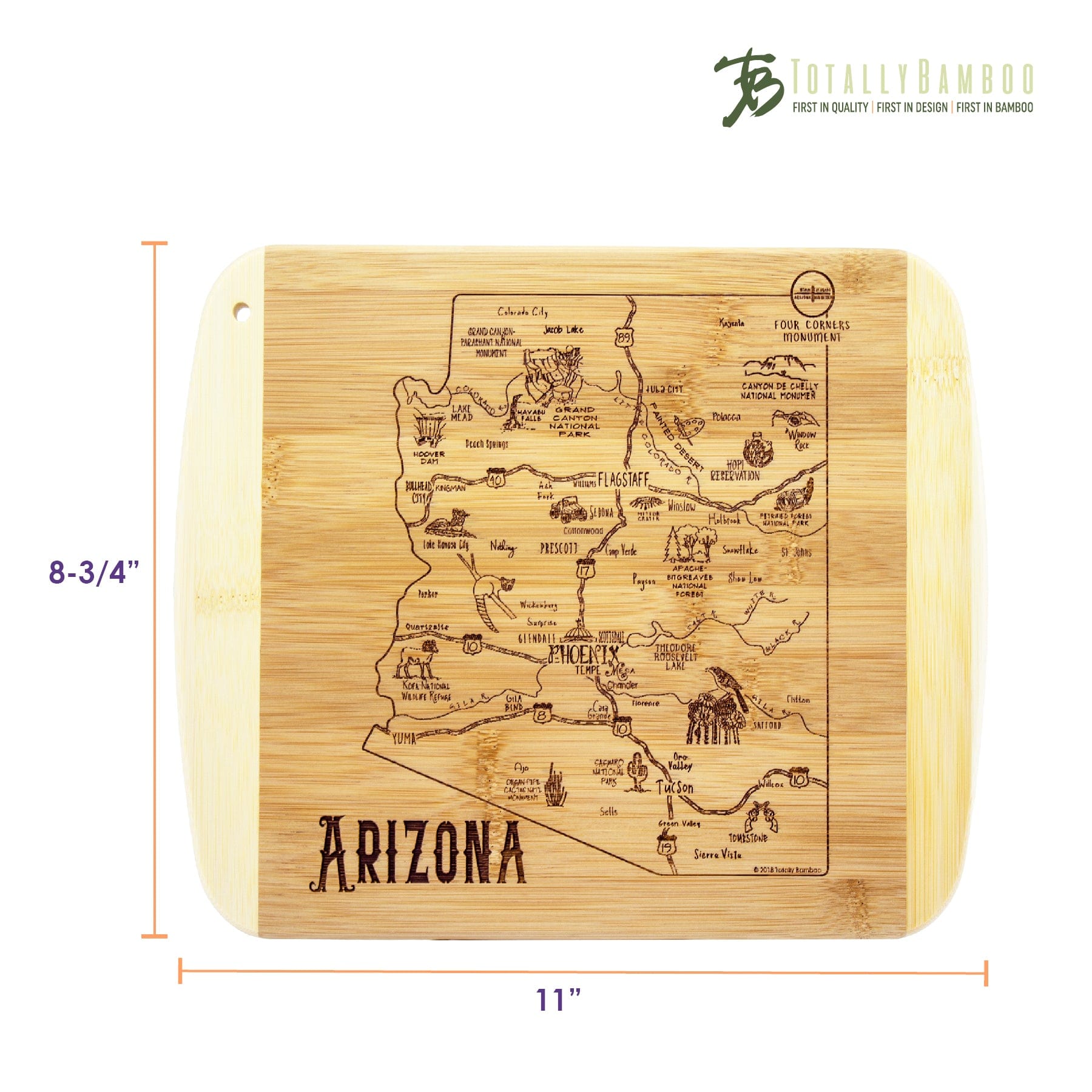 Totally Bamboo A Slice of Life Arizona Serving and Cutting Board, 11" x 8-3/4"