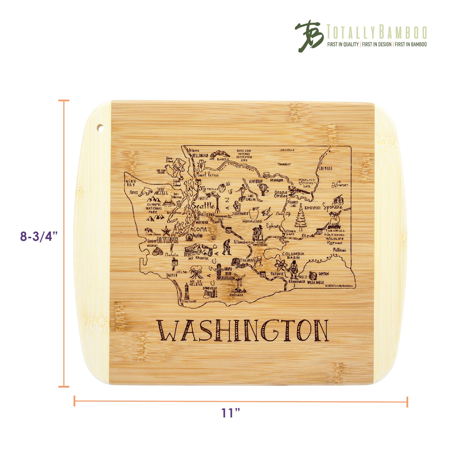 Totally Bamboo A Slice of Life Washington Serving and Cutting Board, 11" x 8-3/4"