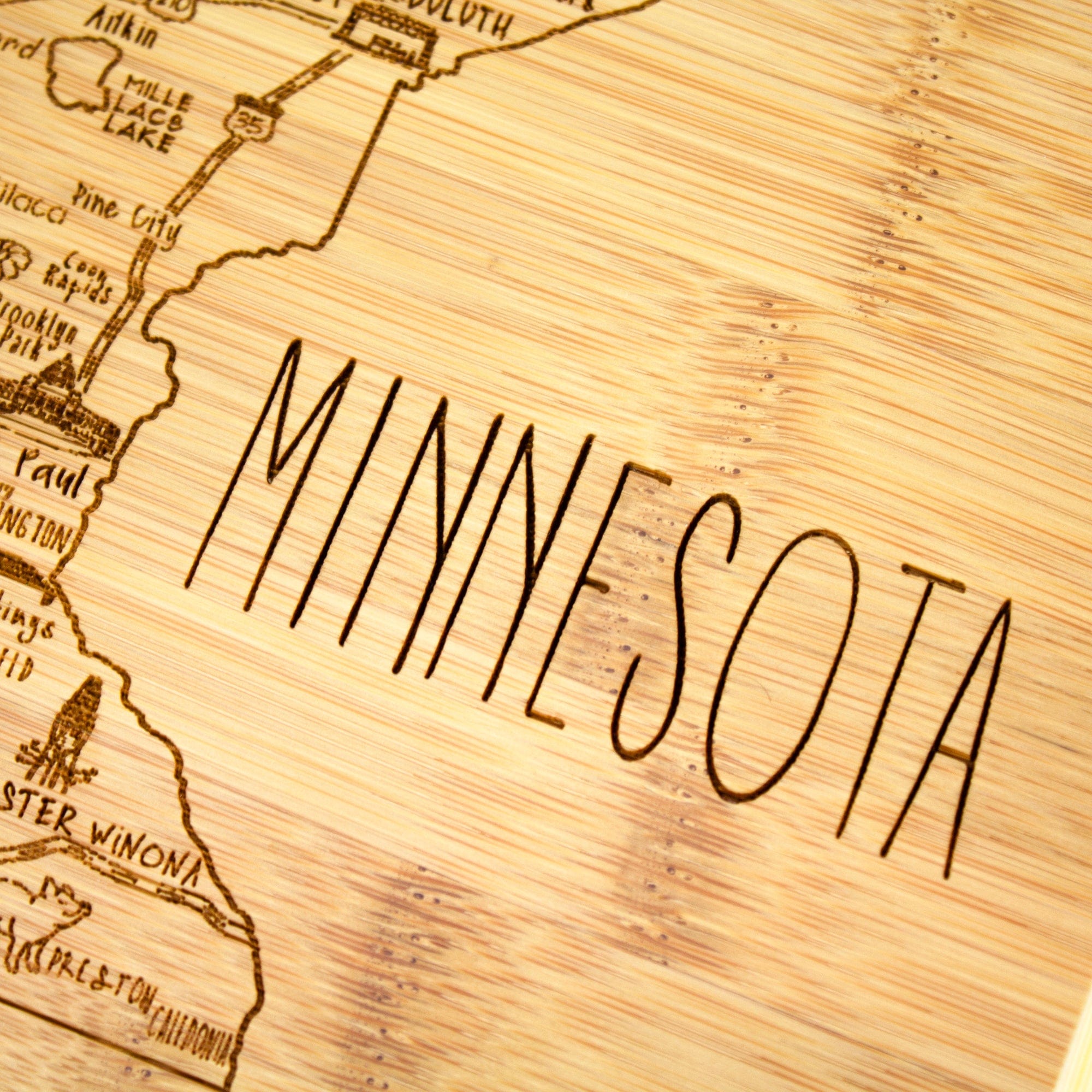 Totally Bamboo A Slice of Life Minnesota Serving and Cutting Board, 11" x 8-3/4"