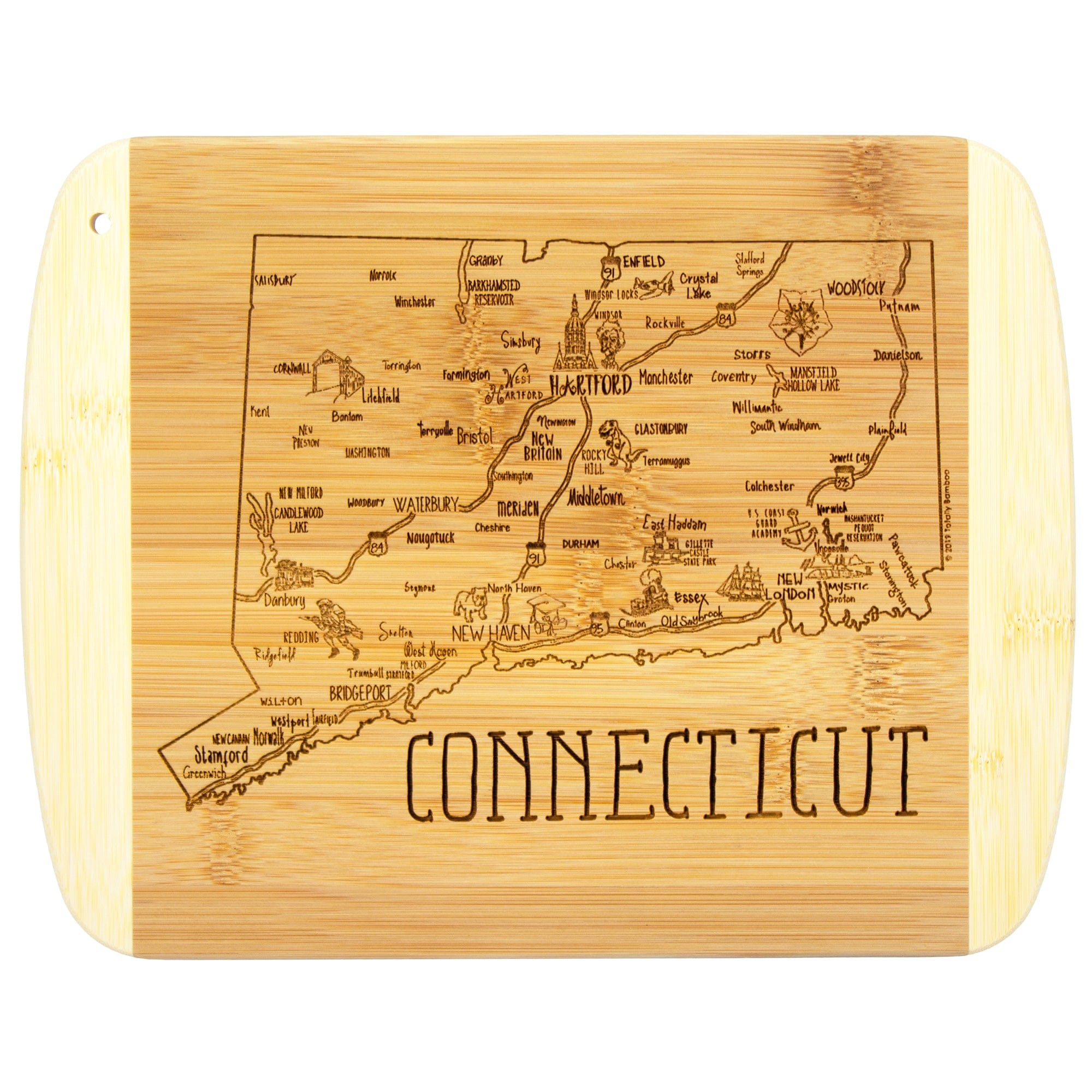 Totally Bamboo A Slice of Life Connecticut Serving and Cutting Board, 11" x 8-3/4"