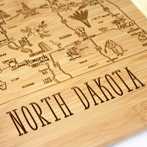 Totally Bamboo A Slice of Life North Dakota Serving and Cutting Board, 11" x 8-3/4"