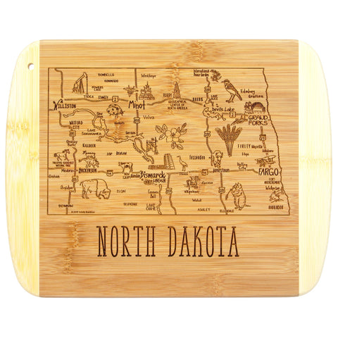 Totally Bamboo A Slice of Life North Dakota Serving and Cutting Board, 11" x 8-3/4"