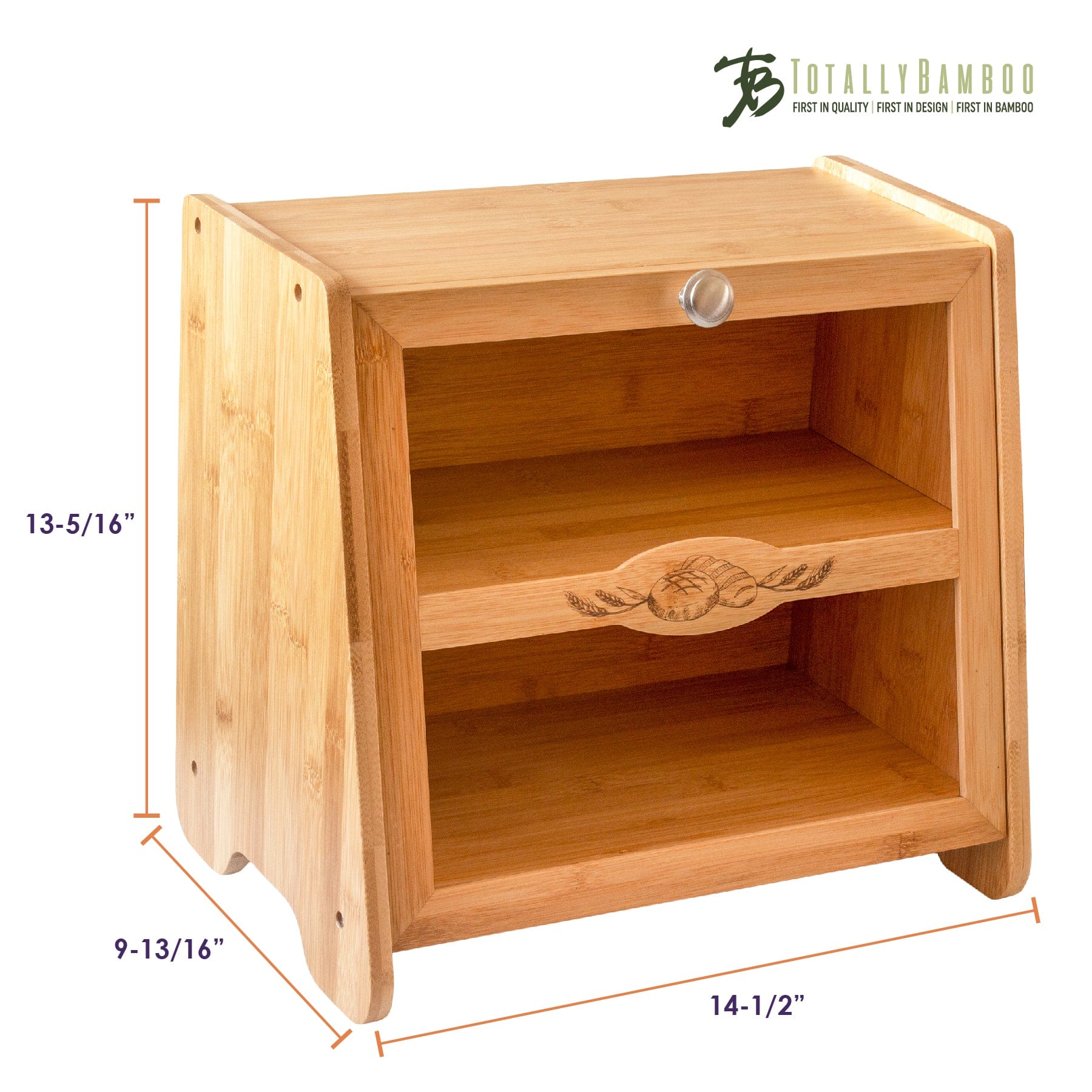 Natural Bamboo Bread Box with Cutting Board