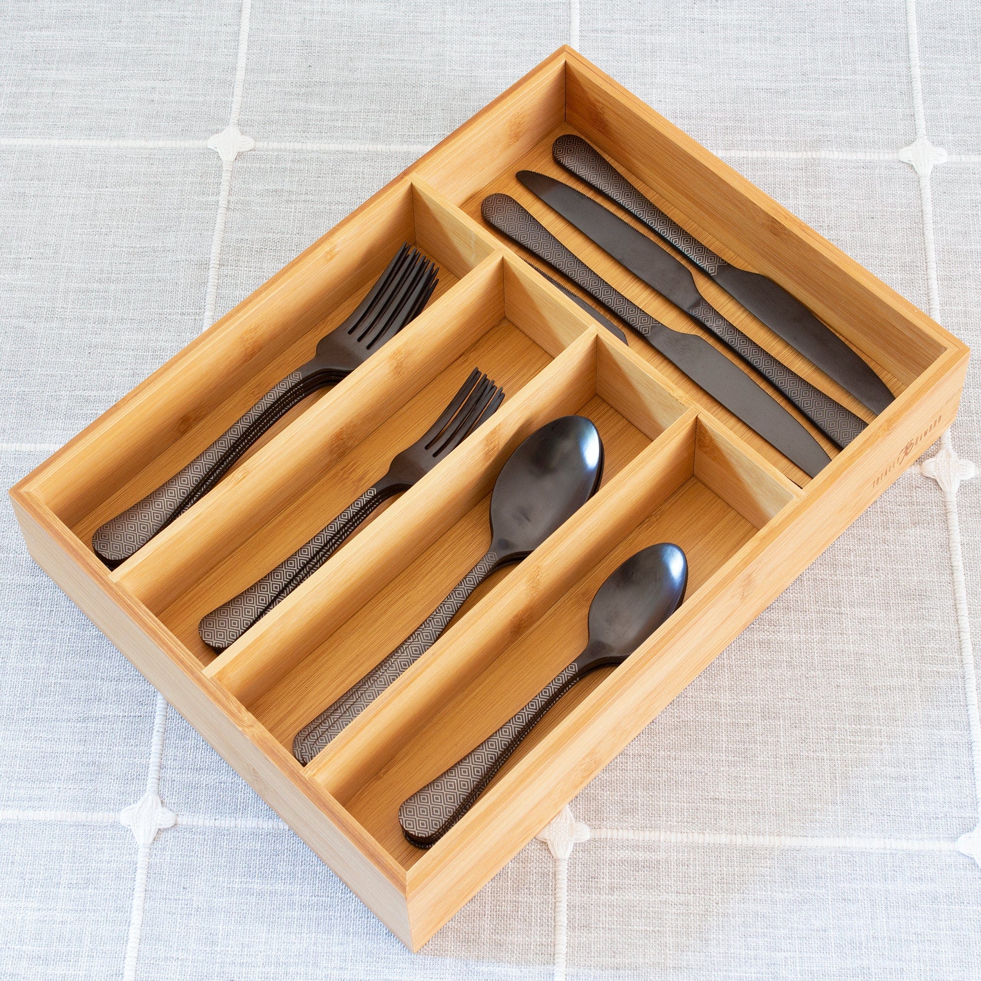 Totally Bamboo 5-Compartment Silverware Drawer Organizer, 14" x 10-1/4" x 2"