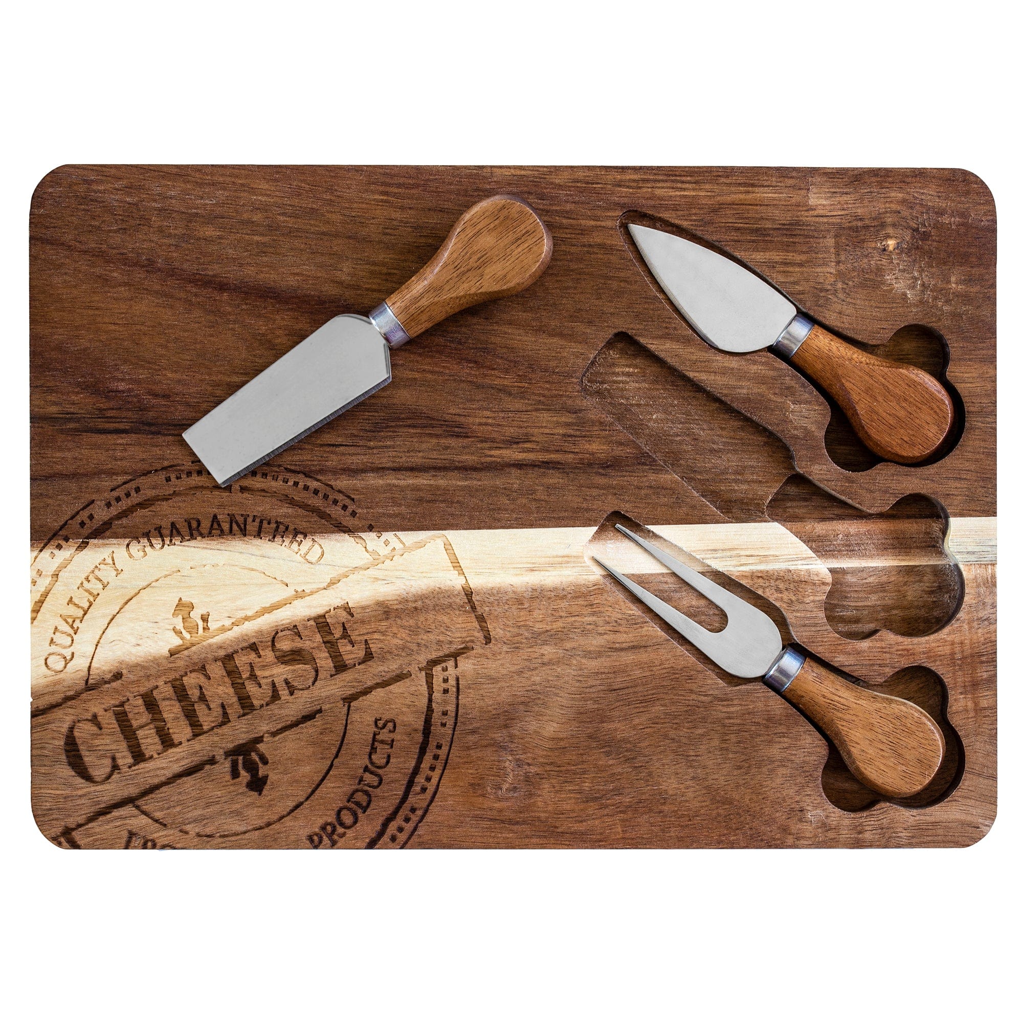 TB Home 4-pc Acacia Wood Cheese Serving Board with Cheese Tools