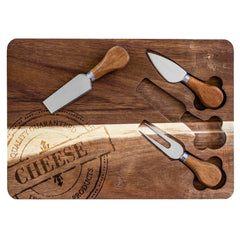 Totally Bamboo TB Home 4-Pc. Acacia Wood Cheese Serving Board with Cheese Tools