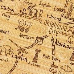 Totally Bamboo Destination Oklahoma State Shaped Bamboo Serving and Cutting Board