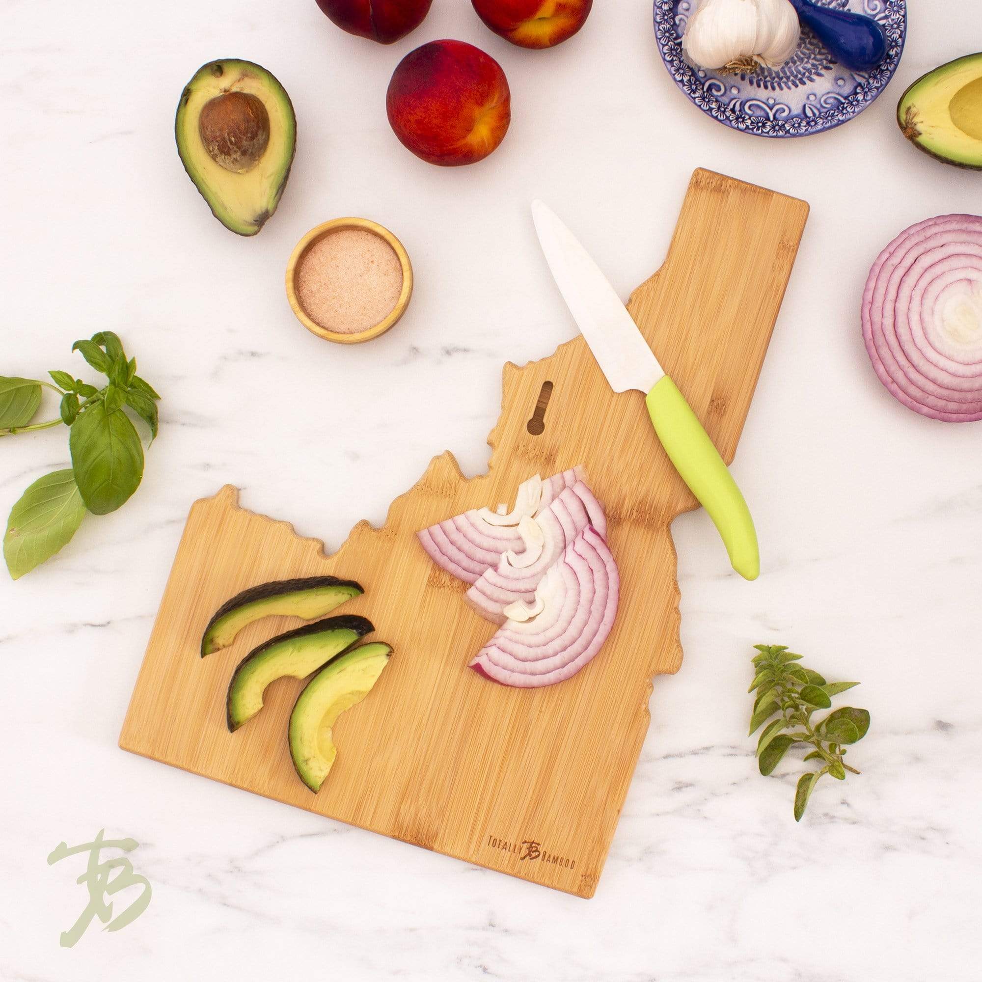 Totally Bamboo Destination Idaho State Shaped Bamboo Serving and Cutting Board