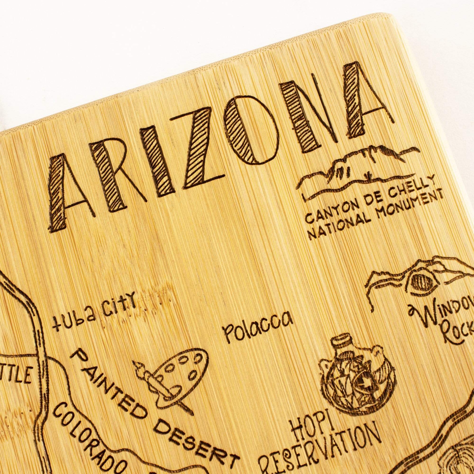 Totally Bamboo Destination Arizona State Shaped Bamboo Serving and Cutting Board