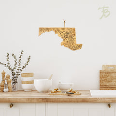 Totally Bamboo Destination Maryland State Shaped Bamboo Serving and Cutting Board