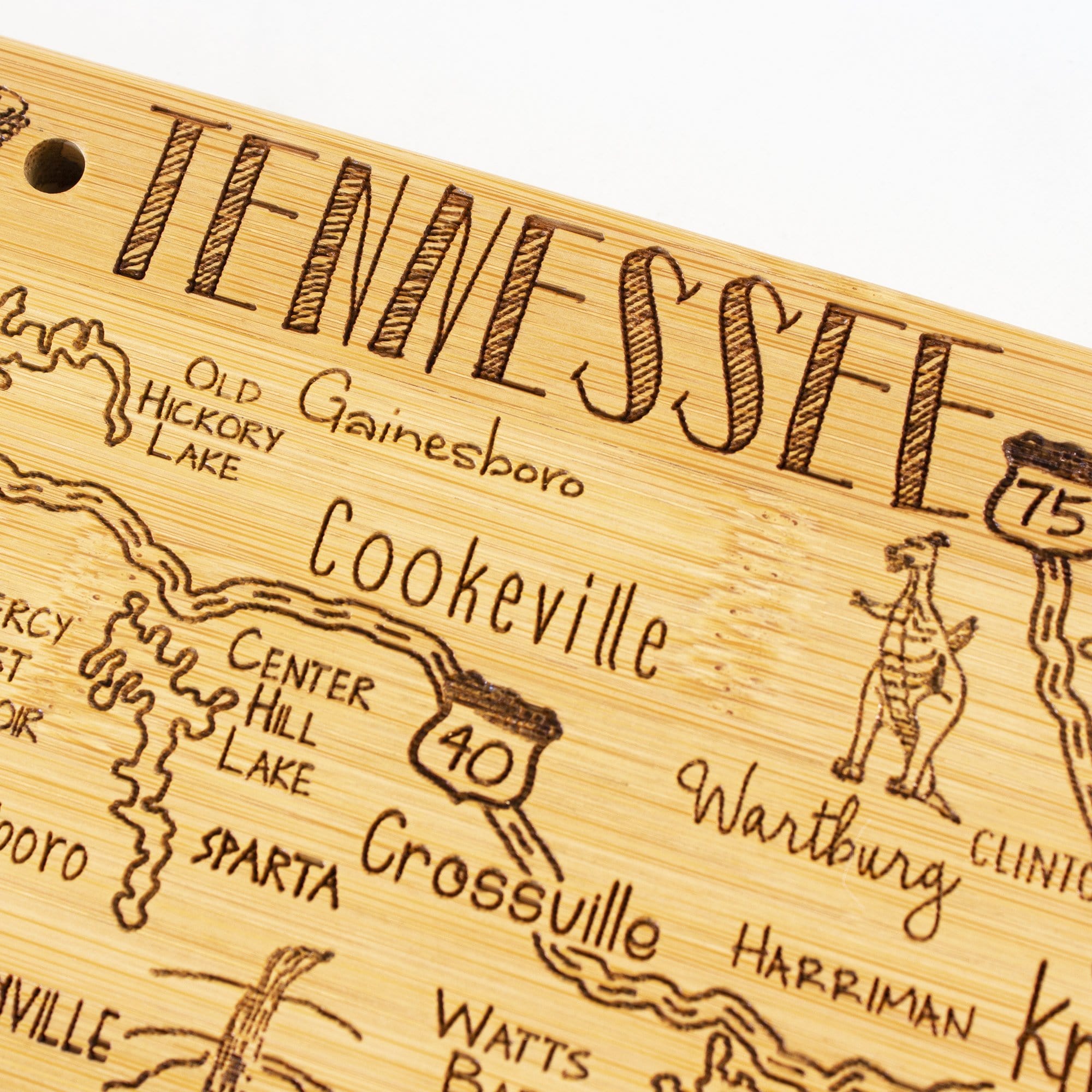 Totally Bamboo Destination Tennessee State Shaped Bamboo Serving and Cutting Board