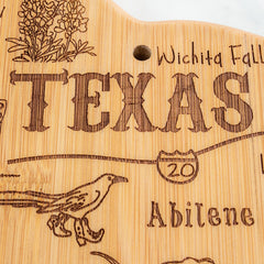 Totally Bamboo Destination Texas State Shaped Bamboo Serving and Cutting Board
