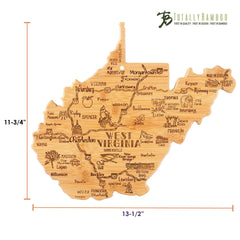 Totally Bamboo Destination West Virginia State Shaped Bamboo Serving and Cutting Board